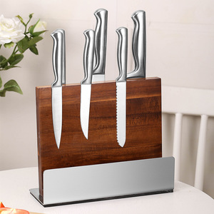 Support magnétique pour couteaux en bois massif 28x10x22,5 cm, double face, pour rangement de couteaux de cuisine, support écologique pour planche à découper - Product Image 1