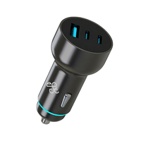 Cargador de Coche de 68W con Carga Rápida USB QC3.0, Cargador de Teléfono de 3 Puertos y 3A, Cargador Rápido para iPhone y Samsung
