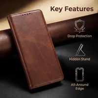 Funda Tipo Cartera de Cuero PU Premium para iPhone 17E y 16E - Funda con Soporte para Teléfono, Ranuras para Tarjetas, Cierre Magnético y Carcasa Antigolpes