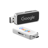 Flashdisk USB 3.0 Logo LED Custom, Dual Head USB A & Type C, Memory Stick, Hadiah Promosi Bisnis, USB Pendrive
