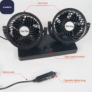 CARFU Double <b>Head</b> Adjustable Usb Degree Rotating Usb Dc12v/24v Car Cooling <b>Fan</b> - Product Image 3