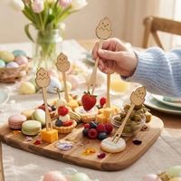 Kuiken-eieren-pasen bamboe fruitvorkjes EC NO 1935/2004 DGCCRF gecertificeerd bamboe cocktailprikkers FSC ISO feest dessert voedselprikkers