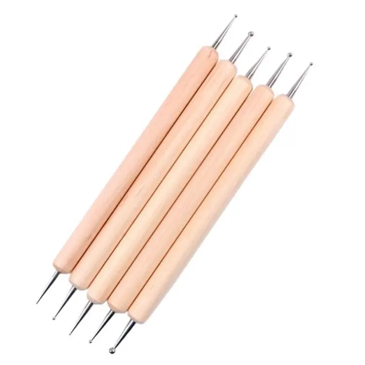 High Quality Nail Art Tools Dual Heads Metal Dotting Pen Rhinestones Acrylic Handle Double Ended Manicure Nail Art Pen