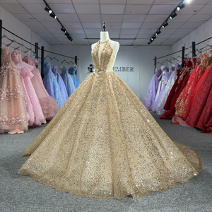 Robes de soirée scintillantes dorées à paillettes et perles pour Quinceañera 1562 - Product Image 3