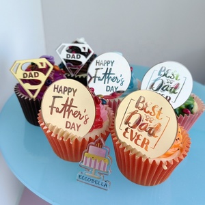 Feliz Día del Padre, el Mejor Papá del Mundo, Mini Adorno de Acrílico para Cupcakes, Decoración para Pastel del Día del Padre - Product Image 1