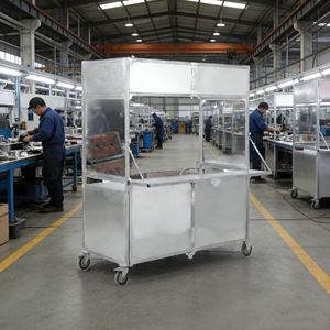 Carrito de Comida Portátil Plegable de Acero Inoxidable con Remolque para Venta de Café, Helados, Bocadillos, Hot Dogs y Dulces - Product Image 3