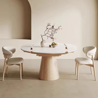 Table à manger rétro française en bois massif 6 places avec quatre chaises, combinaison haut de gamme, simple, pour appartement ou villa, pliable, écologique