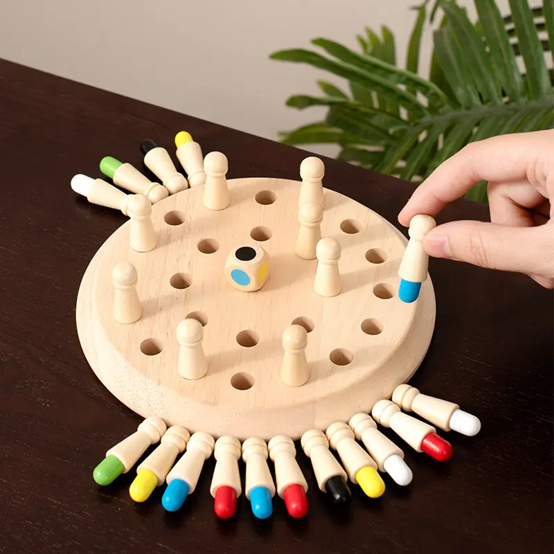 Mainan edukasi permainan yang cocok dengan memori kayu tongkat pertandingan catur memori kayu warna-warni