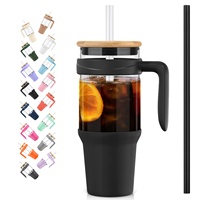 Fournisseur de l'usine 40 oz gobelet à boire pour le café glacé en gros en vrac Design créatif gobelet en verre avec paille
