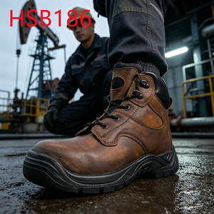 Botas de Seguridad Industriales LXG, Modelo Hua Singh Vintage, con Puntera de Acero, Cuero de Grano Completo Aceitado, Calzado de Protección Industrial HSB186 - Product Image 3