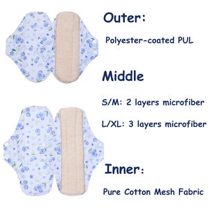 Babyshow 5 pièces Serviettes hygiéniques lavables écologiques en coton pur respirant Serviettes hygiéniques douces <span class=keywords><strong>pour</strong></span> femmes - Product Image 3