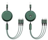 Kabel Pengisian Daya Cepat 3-in-1 yang Dapat Ditarik dengan Konektor Type-C/USB/Micro Logo Dapat Disesuaikan untuk Ponsel & Printer
