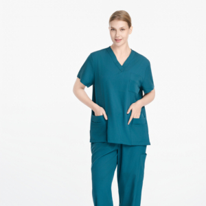 Tenue médicale unisexe décontractée à col <span class=keywords><strong>en</strong></span> V vert, séchage rapide, avec logo personnalisé pour le personnel médical – Modèle populaire - Product Image 1