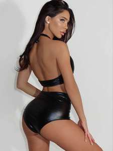 Personalizado al por mayor 2024 traje de baño mujeres de cintura alta Bikini malla Patchwork traje de baño ropa de playa Bikini transparente traje de baño personalizado - Product Image 3