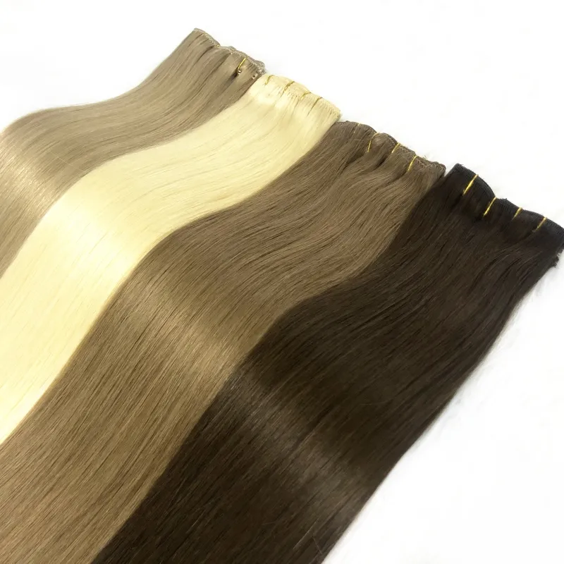 Schlussverkauf europäische Remy-Haarverlängerungen seidig gerade 8-teilig/Set farbige menschliche Haarteile In-Clip-Haarverlängerungen