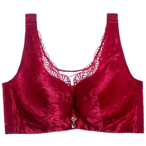 Women's Everyday New Design Transparent Unlined Lace Bras Big Breast Sizes 32 50 Wire Free Vest Brassiere with Panties Pattern