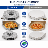 Boîte à pizza octogonale noire personnalisée avec logo, emballage en carton imprimé en gros, tailles 6, 7, 8, 10, 12, 14, 16 pouces