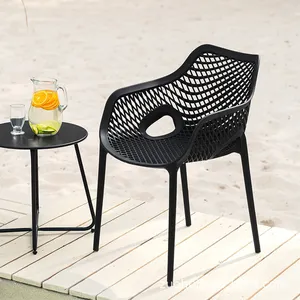 意大利浩思耐用休闲室内室外椅子可叠放聚乙烯聚丙烯椅子中空塑料花园椅子