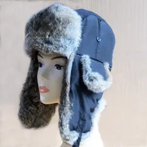 2024 Winter Hot Sale Fashion Genuine rabbit fur Warm Outdoor Russian fur hat for winter