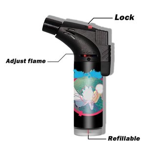 TECHNO OEM ODM Briquet torche oblique à jet de butane de luxe rechargeable avec logo personnalisé et portable de haute qualité - Product Image 2