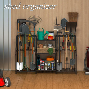 Estante para herramientas de jardinería, torre de almacenamiento para patio, organización y almacenamiento para garaje, estante práctico de tres niveles para herramientas de jardinería - Product Image 3