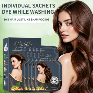 Sachet de coloration capillaire OEM de marque privée shampooing colorant pour cheveux 100% couverture cheveux gris petit paquet extrait de plante colorant à bulles - Product Image 4