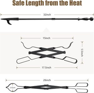 ชุดอุปกรณ์คีบถ่านและไม้จุดไฟสำหรับเตาผิงในร่มและกลางแจ้ง ขายดี - Product Image 2