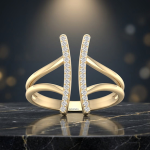 Anillo de Compromiso Moderno y Elegante con Doble Barra y Diamante Cultivado en Laboratorio, Chapado en Rodio, en Oro de 10K, 14K, 18K, Plata 925 y 935 - Product Image 1