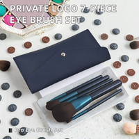 Lot de 7 pinceaux de maquillage professionnels en poils synthétiques avec manche en bois pour les yeux et le visage, incluant un pinceau plat pour le correcteur, faible MOQ