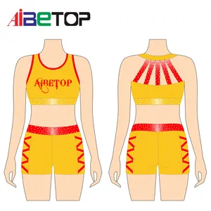 OEM Factory Price Hot Sale Competition Practice Crop And Short Customized Spandex Sets With Rhinestone For Girls IBETOP