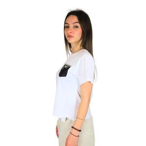 T-shirt Take Two Donna DKE9005 Bianco blanc avec poche, style décontracté - Product Image 2