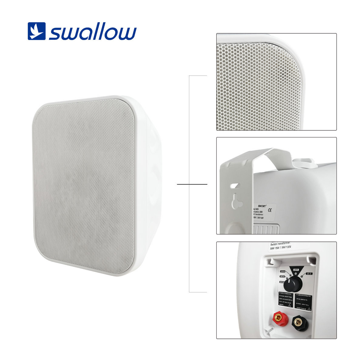 Outdoor Waterproof Wall-Mounted Speaker 2-Way on Wall Speakers 70V 100V 8Ω IP65 Black White In-Wall Speaker · image 3