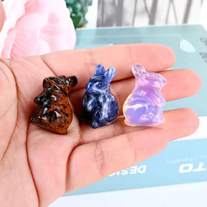 Venta al por Mayor de Tallados de Conejos en Cristal Natural, Tallados a Mano, Artesanías de Piedra de Alta Calidad para Decoración del Hogar, Regalos de Pascua - Product Image 4