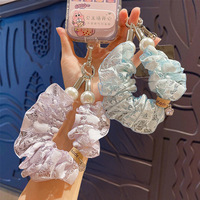 En gros, Chaîne de téléphone portable, Porte-clés en dentelle pour chignon, Porte-clés bracelet en tissu avec perles artificielles, Pendentif décoratif pour filles