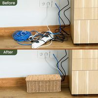 Caja Organizadora de Cables Hecha a Mano de Ratán y Polipropileno con 2 Ranuras Abiertas, Ocultador de Cables, para Regleta, Router y Hub USB