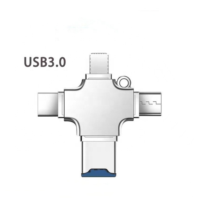 4 in 1 TF SD Card Reader Mini SD Memory Adapter 3.0 USB OTG Converter Compatible with Type C Micro USB for Phone