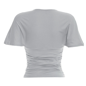 Viviblook C26TP096 T-shirt pour femme, nouvelle collection d'été, haut décontracté à manches chauve-souris et col en V profond, taille ajustée pour femme - Product Image 6