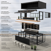 Kiosque à café en conteneur préfabriqué, maison modulaire en conteneur, bar industriel pour la vente en extérieur