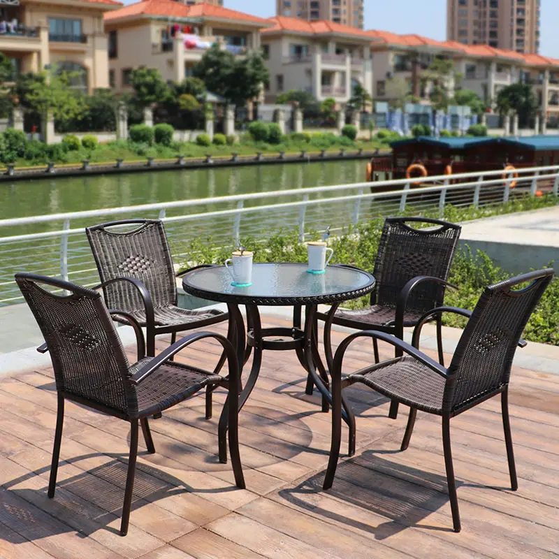 Groothandel Restaurant Terras Meubilair Outdoor Eetkamerstoel Populaire Tuinmeubilair Stoelen Set Tuin Stoel Rotan/Rieten