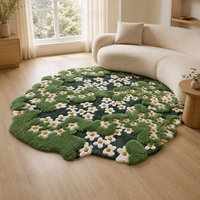 Tapis en acrylique Manna personnalisé, style floral, en peluche, 35 mm d'épaisseur, tufté à la main, style moderne, style mousse, pour salon, super doux et moelleux