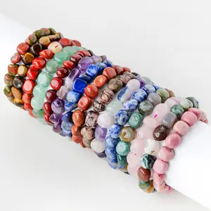 Natural Stone Large gravel Polished rolling stone Bracelet Natural Crystal Stone Bracelet for men and women gemstone jewelry