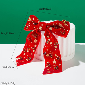 New Star Element Bow Water Diamond <b>Spring</b> <b>Clip</b> Women Girls Personalized Fashion Party Christmas Wedding Daily Fabric Hairpins - Product Image 2
