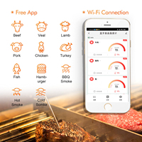 Thermomètre numérique intelligent pour aliments, lecture instantanée, sonde de température compatible four, pour grillades, cuisson extérieure, viande, en plastique, Wi-Fi