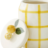 Pot à bougie cylindrique en grès écologique, imprimé UV, motif citron, fait main par un designer italien YG, pour décoration de Pâques