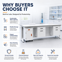 Banc de travail de laboratoire en forme de C, mobilier de laboratoire modulaire avec armoire mobile, poste de travail résistant aux produits chimiques pour projets de recherche
