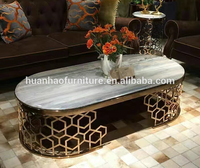 Tables basses modernes bon marché meubles de maison de luxe salon cadre en acier inoxydable doré dessus en marbre ensemble de table basse ronde