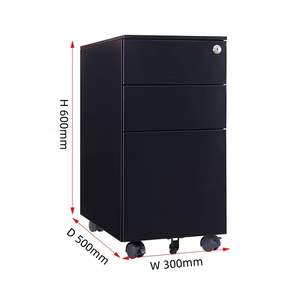 Top Vente Pas Cher Armoire Mobile Piédestal En Métal À 3 Tiroirs Avec Bord Rond - Product Image 4