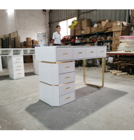 Meubles de salon de manucure Table de manucure en or blanc Table de manucure de luxe