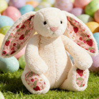 [Offre Spéciale Pâques] JellyCatt Lapin en Peluche de Pâques à Oreilles Florales 31 cm, Animaux en Peluche, Jouet de Pâques en Gros