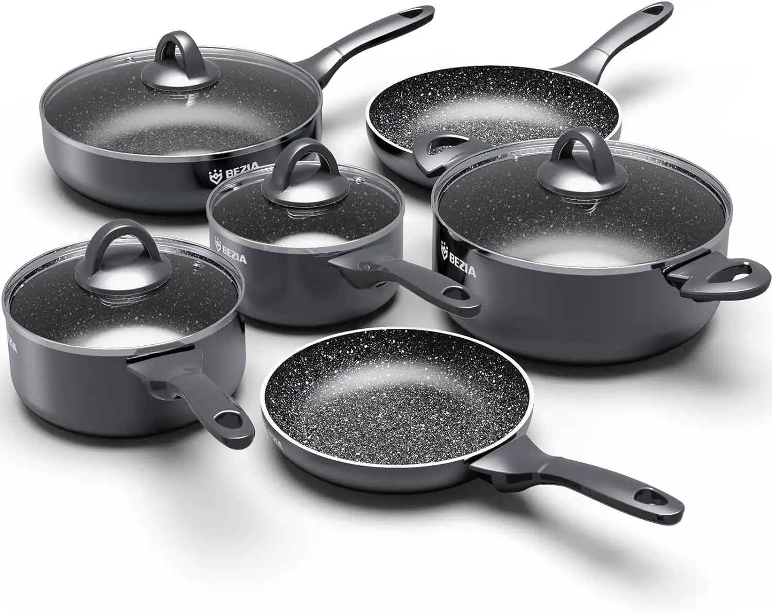 10 cái nhà bếp Cookware sets với chiên chảo, saucepans & stockpot